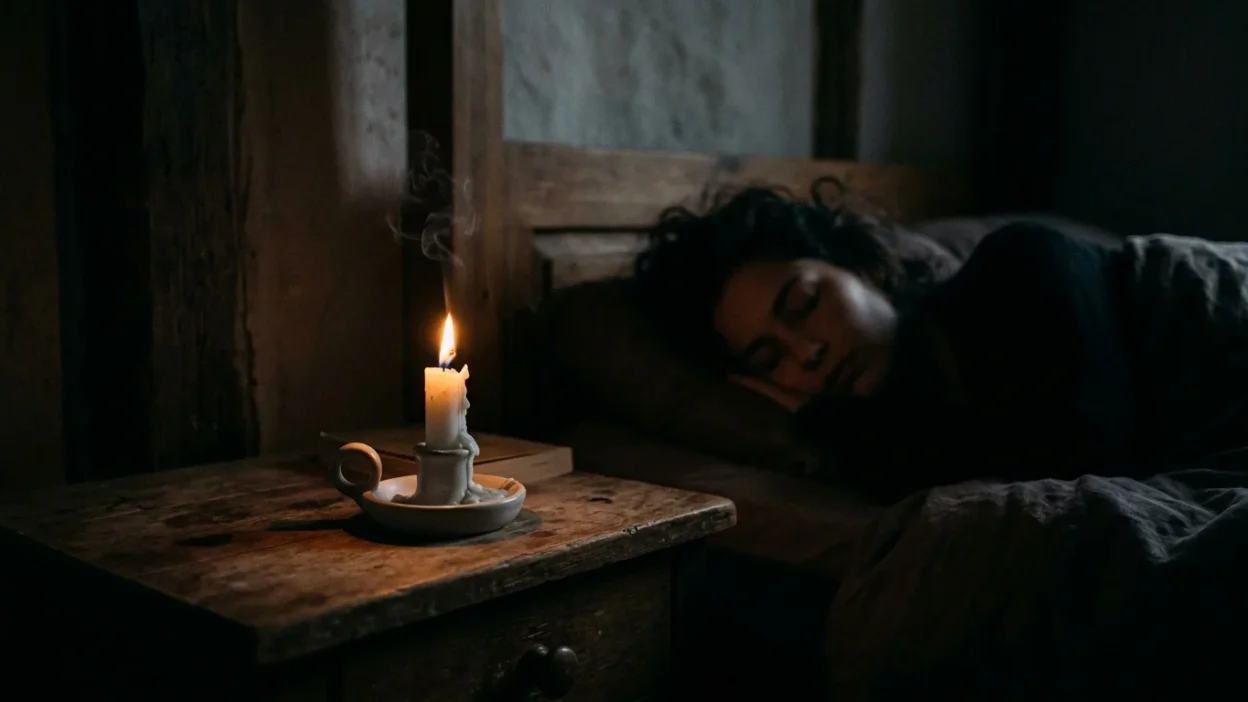 dreaming-of-candle-flickering-going-out-dark-room