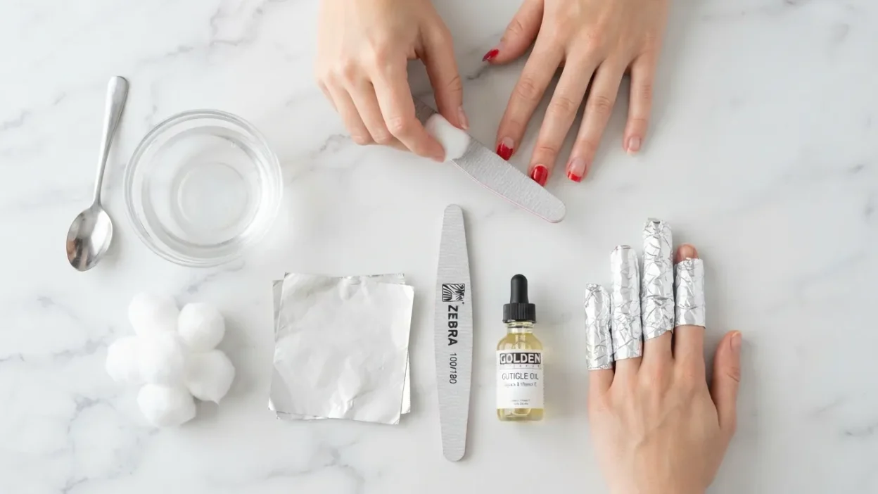 how to soak off acrylic nails at home
